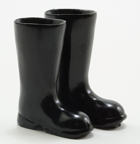 Dollhouse Miniature Black Rubber Boots